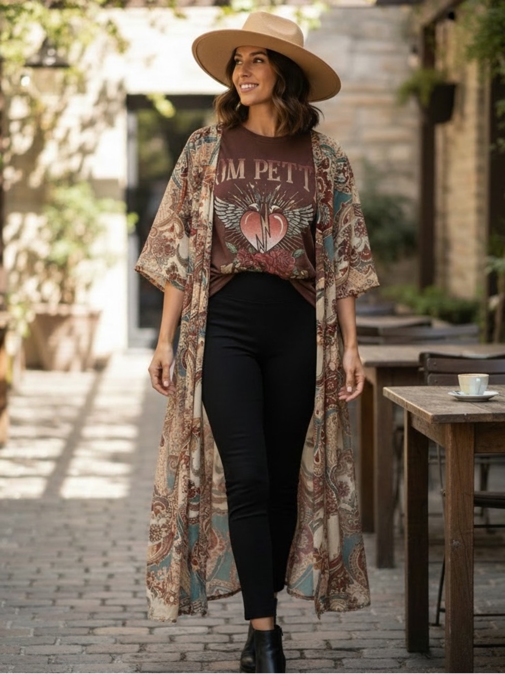 One of a kind custom poncho style top featuring Tom Petty and the Heartbreakers